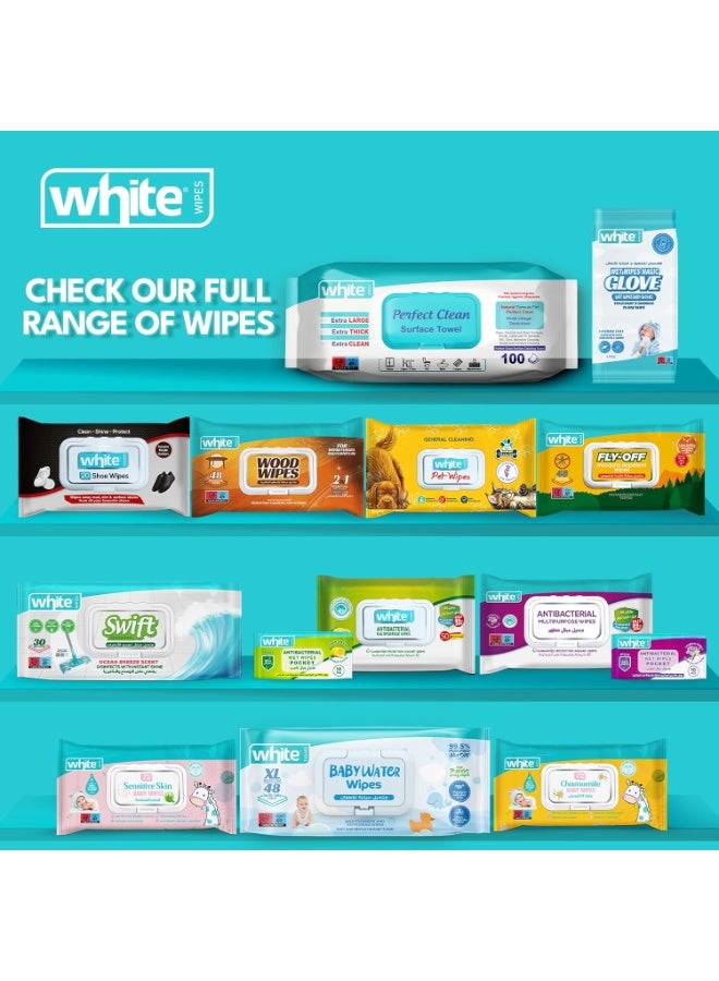 White Swift Ocean Breeze Scented Wet Floor Wipes Mop Kit Multi Surface Trap+Lock 30 Wipes - Image 4